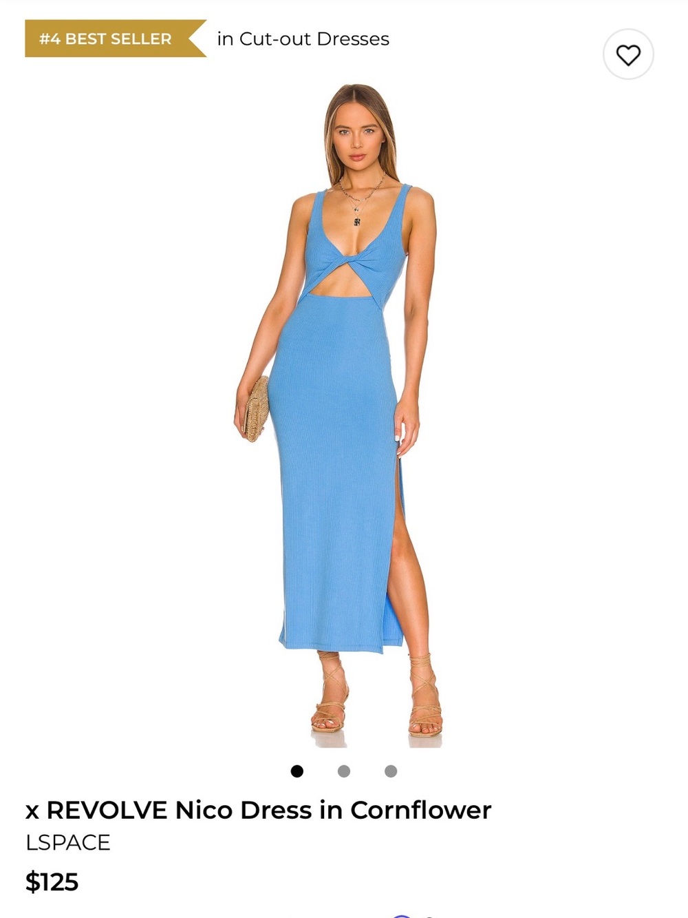 l*space Cornflower Blue Twist Front Cutout Midi Dress